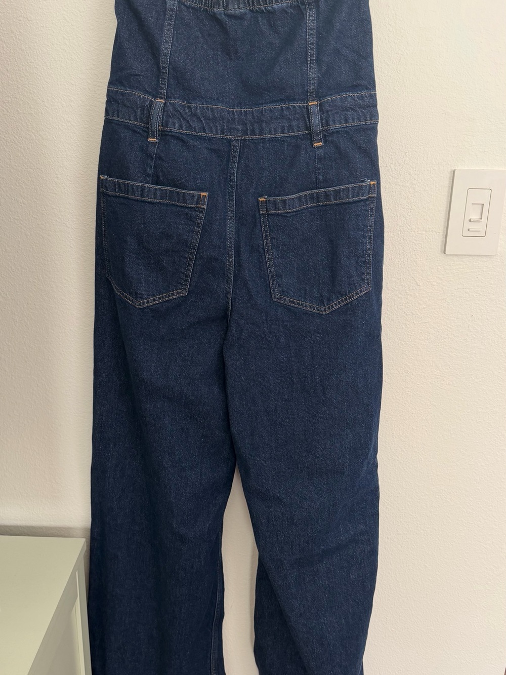 GAP Dark Blue Strapless Denim Button-Front Jumpsuit - Picture 7 of 11
